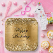 Assiettes En Carton Glittery Gold Foil Fancy Joyeux anniversaire (Fête)