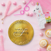 Assiettes En Carton Glittery Gold Foil Fancy Monogramme 50e Anniversai (Fête)