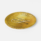 Assiettes En Carton Glittery Gold Foil Fancy Monogramme 50e Anniversai (Angle)
