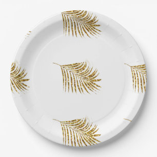 Assiettes En Carton Glittery Gold Palms Mariages tropicaux Célébration