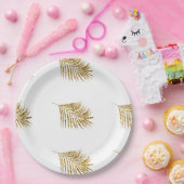 Assiettes En Carton Glittery Gold Palms Tropical Mariage Motif feuille (Fête)