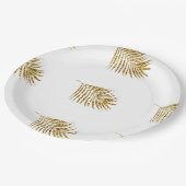 Assiettes En Carton Glittery Gold Palms Tropical Mariage Motif feuille (Angle)