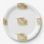 Assiettes En Carton Glittery Gold Palms Tropical Mariage Motif feuille (Devant)