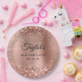Assiettes En Carton Glittery Rose Gold Foil 40 & Fabulous (Fête)