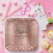 Assiettes En Carton Glittery Rose Gold Foil 40e anniversaire (Fête)