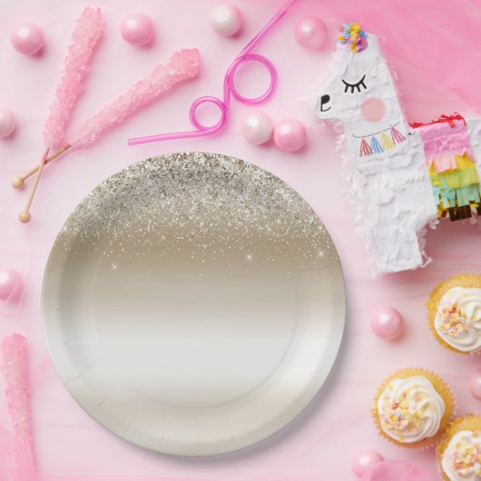Assiettes En Carton Glitz Ombre Or et Blanc (Fête)