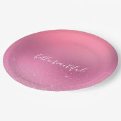 Assiettes En Carton Glitz rose (Angle)