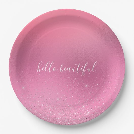 Assiettes En Carton Glitz rose (Devant)