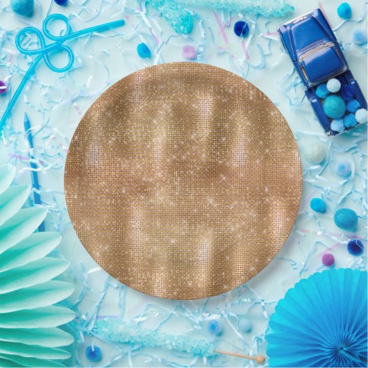 Assiettes En Carton Glitzy Champagne Gold Sparkam (Fête)