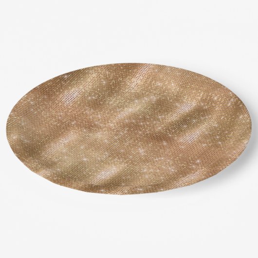 Assiettes En Carton Glitzy Champagne Gold Sparkam (Angle)
