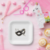 Assiettes En Carton Glitzy Gold Silver New Year Black Mask (Fête)