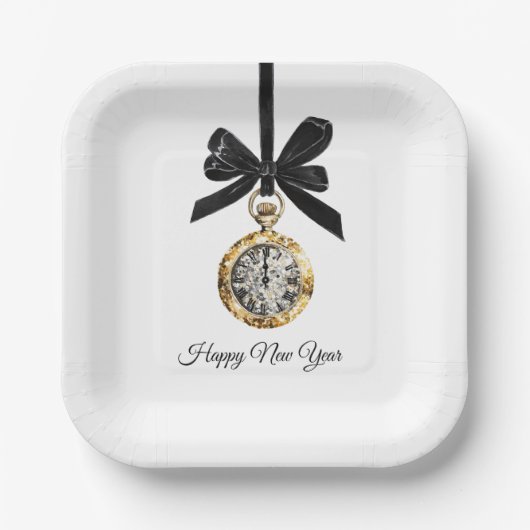 Assiettes En Carton Glitzy Gold Silver New Year Midnight Hour   (Recto)