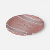 Assiettes En Carton Glitzy Rose Gold & Diamond Gem Birthday Party (Angle)