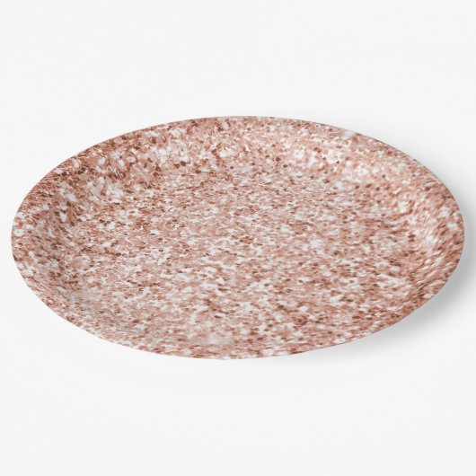 Assiettes En Carton Glitzy Rose Gold Parties scintillant Anniversaire (Angle)