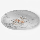 Assiettes En Carton Glitzy Silver White Cupcake Bow Birthday (Angle)