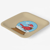 Assiettes En Carton Globe des neiges avec cardinal rouge mignon (Angulaire)