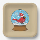 Assiettes En Carton Globe des neiges avec cardinal rouge mignon (Recto)