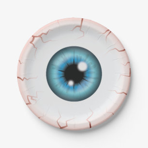 Assiettes En Carton Globe oculaire couleur bleue Halloween injecté de