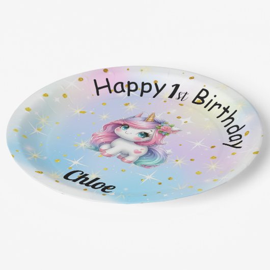 Assiettes En Carton Globo de Cumpleaños Personalizado (Angle)