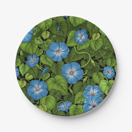 Assiettes En Carton Gloire du matin en bleu et vert (Devant)