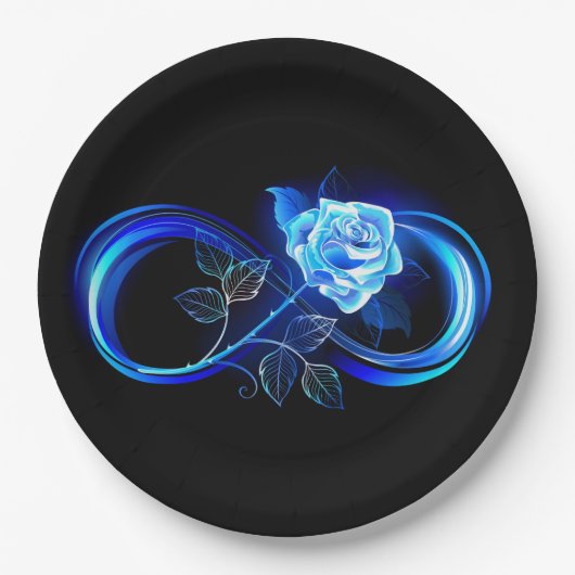 Assiettes En Carton Glowing infinity with blue rose (Devant)