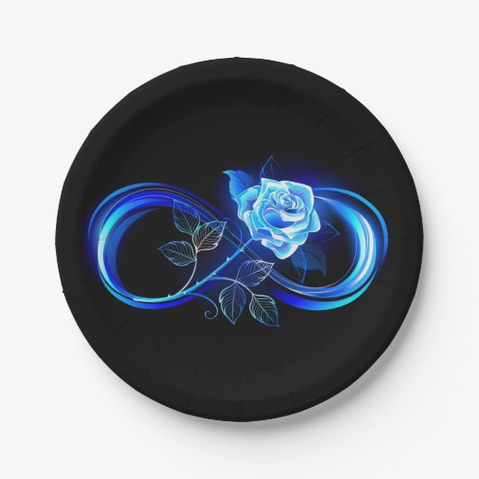 Assiettes En Carton Glowing infinity with blue rose (Devant)