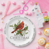 Assiettes En Carton Gluten Libre Joyeux Noël Rouge Cardinal Holly (Fête)