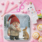 Assiettes En Carton Gnome avec profiter d'un Sucre de canne dans la fo (Fête)