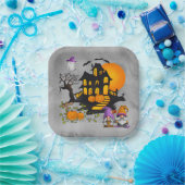 Assiettes En Carton Gnome Couple Jack O'Lanterns Maison Hantée (Fête)