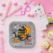 Assiettes En Carton Gnome Couple Jack O'Lanterns Maison Hantée (Fête)