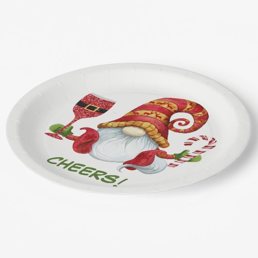 Assiettes En Carton Gnome de Noël (Angle)