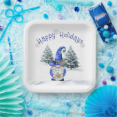 Assiettes En Carton Gnome de Noël bleu avec horloge (Fête)