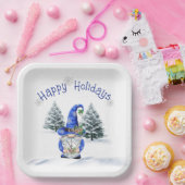 Assiettes En Carton Gnome de Noël bleu avec horloge (Fête)