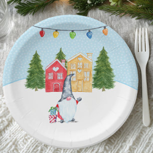 Assiettes En Carton Gnome de Noël Nordique Fantaisiste