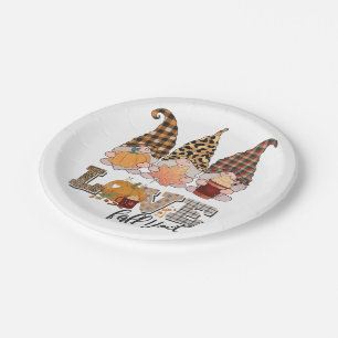 Assiettes En Carton Gnome drôle aime l'automne, la saison des citrouil