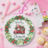 Assiettes En Carton Gnome en Camion Rouge rempli de cadeaux (Fête)