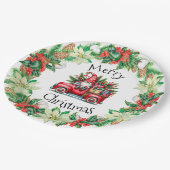 Assiettes En Carton Gnome en Camion Rouge rempli de cadeaux (Angle)