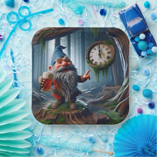 Assiettes En Carton Gnome Forestière À Cinq Heures (Fête)