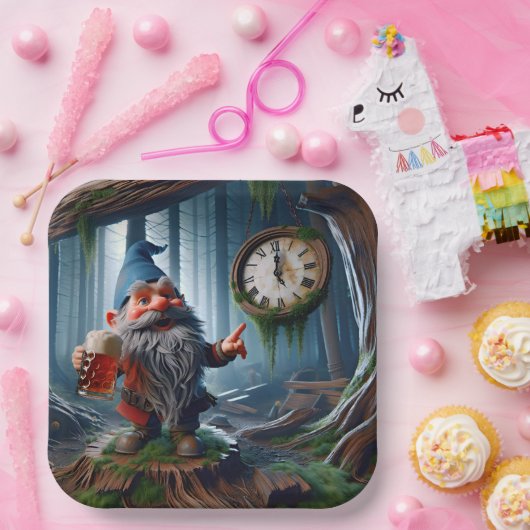 Assiettes En Carton Gnome Forestière À Cinq Heures (Fête)