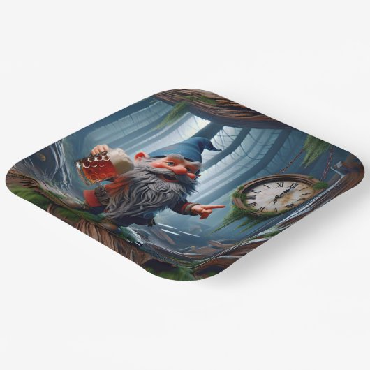 Assiettes En Carton Gnome Forestière À Cinq Heures (Angulaire)