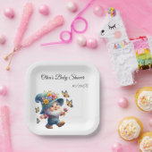 Assiettes En Carton Gnome joyeux mignonne avec Baby shower papillon (Fête)