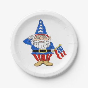 Assiettes En Carton Gnome patriotique