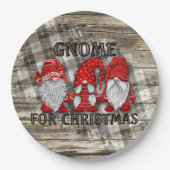 Assiettes En Carton Gnome Pour Noël Plaid Rustic Country Farmhouse (Devant)
