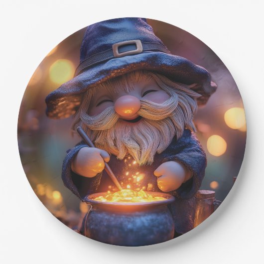 Assiettes En Carton Gnome souriant Stirring Magic Pot (Devant)