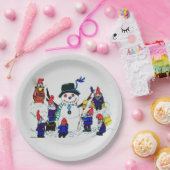 ASSIETTES EN CARTON GNOMES CONSTRUIRE SNOWMAN (Fête)