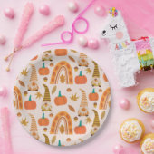 Assiettes En Carton Gnomes d'action de grâce avec Arc-en-ciel et feuil (Fête)