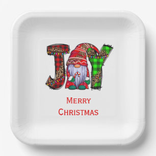 Assiettes En Carton Gnomes de Joie Personnalisés Joyeux Noël
