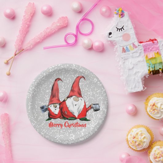 Assiettes En Carton Gnomes de Noël Jolly (Fête)