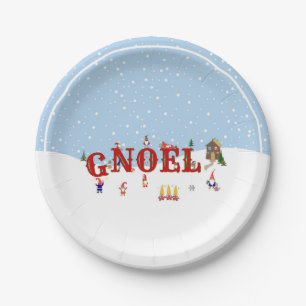 Assiettes En Carton Gnomes de Noël mignons à Snow NOEL Fête de Noël