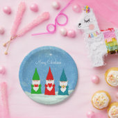 Assiettes En Carton Gnomes de Noël mignons habillés en bleu rouge et v (Fête)